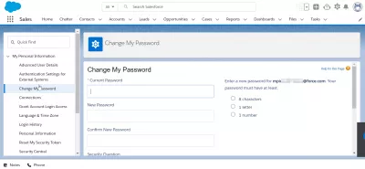 Làm cách nào để dễ dàng thay đổi hoặc đặt lại mật khẩu người dùng bằng chính sách mật khẩu của SalesForce? : Thay đổi tùy chọn mật khẩu của tôi trong cài đặt người dùng