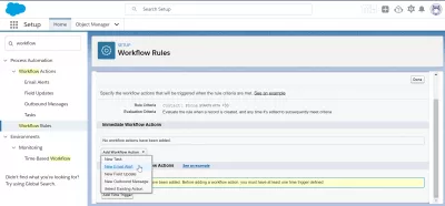 Wie erstellen Sie einen Workflow in SalesForce? : Neue Workflowaktion für E-Mail-Benachrichtigungen