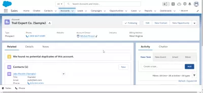 Come personalizzare la home page di Salesforce Lightning : Scheda Account personalizzata