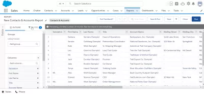 Paano upang i-export ang mga contact mula sa SalesForce Lightning? : Paghahanap ng opsyon ng mga filter para sa mga ulat ng mga contact upang i-export sa Excel