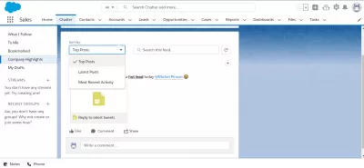 Salesforce Lightning: Paano Gumamit ng Chatter (at Bakit) : Pagsunud -sunod ng mga mensahe sa pamamagitan ng mga nangungunang post sa chatter