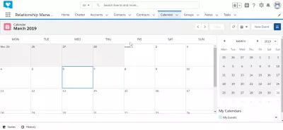 Kuinka käyttää SalesForcea? : Esimerkki SalesForce-käyttöliittymästä: kalenterimoduuli